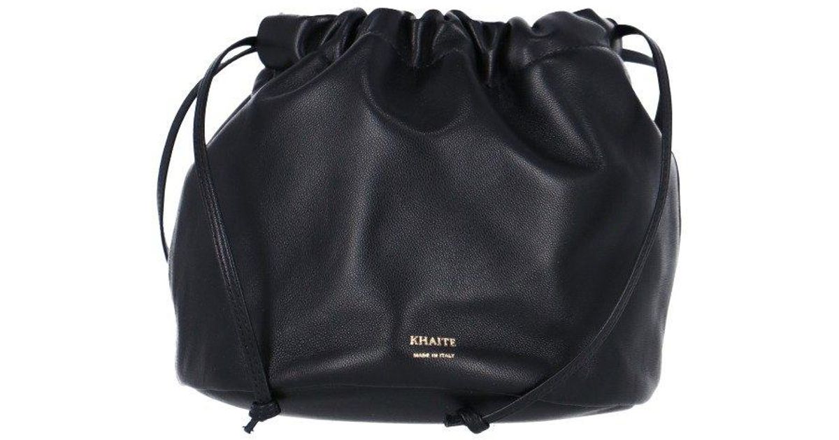 Khaite Logo Embossed Ruched Shoulder Bag in Black | Lyst