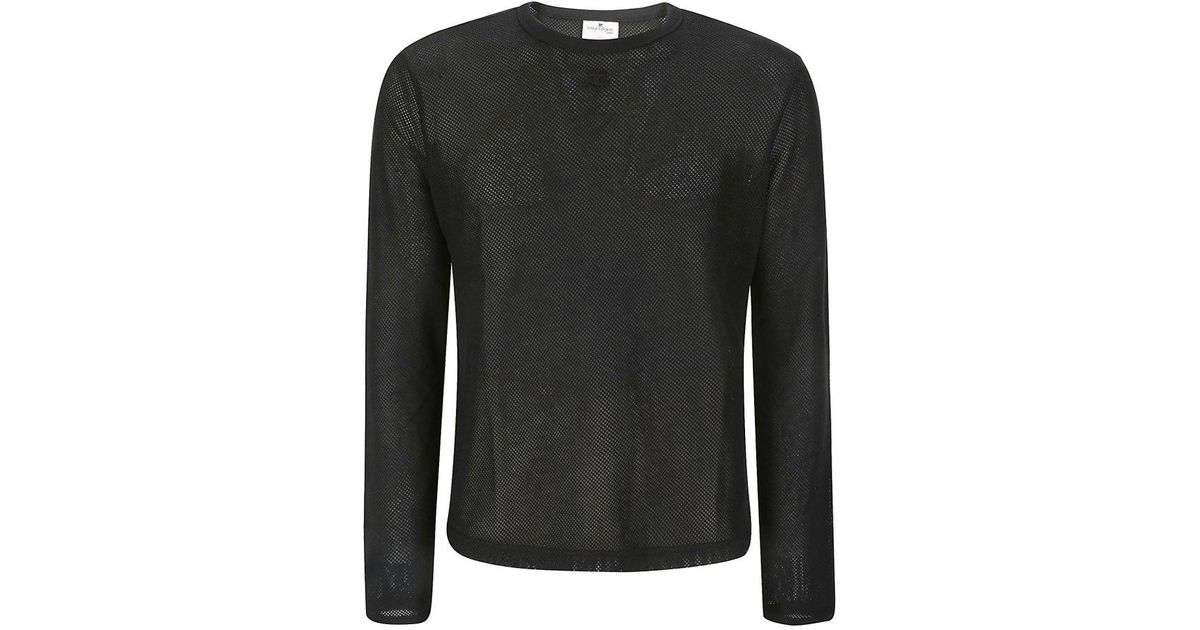 Courreges Mesh Long Sleeves T-shirt in Black for Men