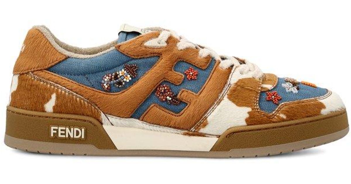 スニーカー Fendi FF JACQUARD DENIM FENDI MATCH SNEAKERS Fendi Match Sneakers Fabric Brown | Fendi