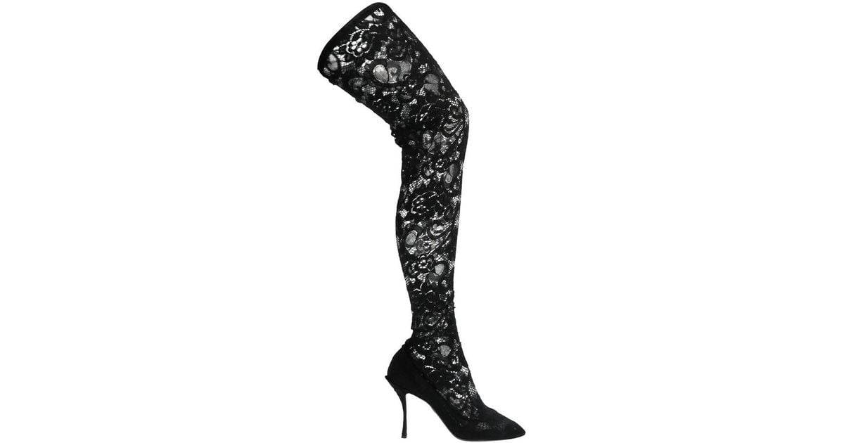 dolce and gabbana lace thigh high boots