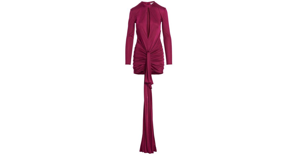 Saint Laurent Jersey Draped Dress in Pink | Lyst