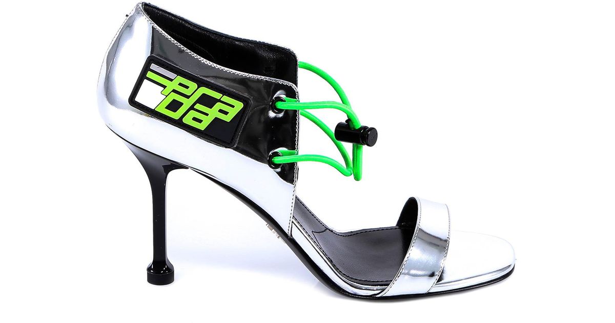 silver prada heels
