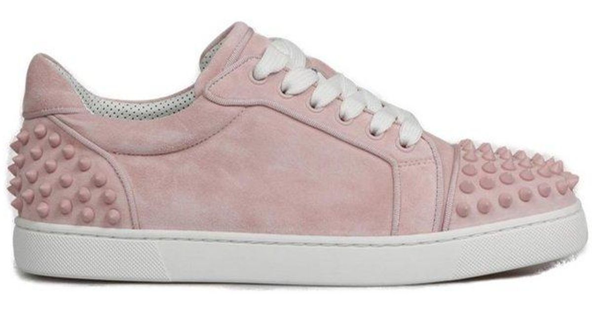 Christian Louboutin Suede Vieira 2 Studded Sneakers in Pink | Lyst UK