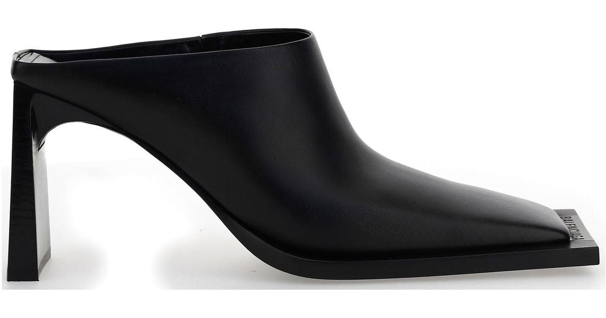 Square toe leather mules balenciaga cheap
