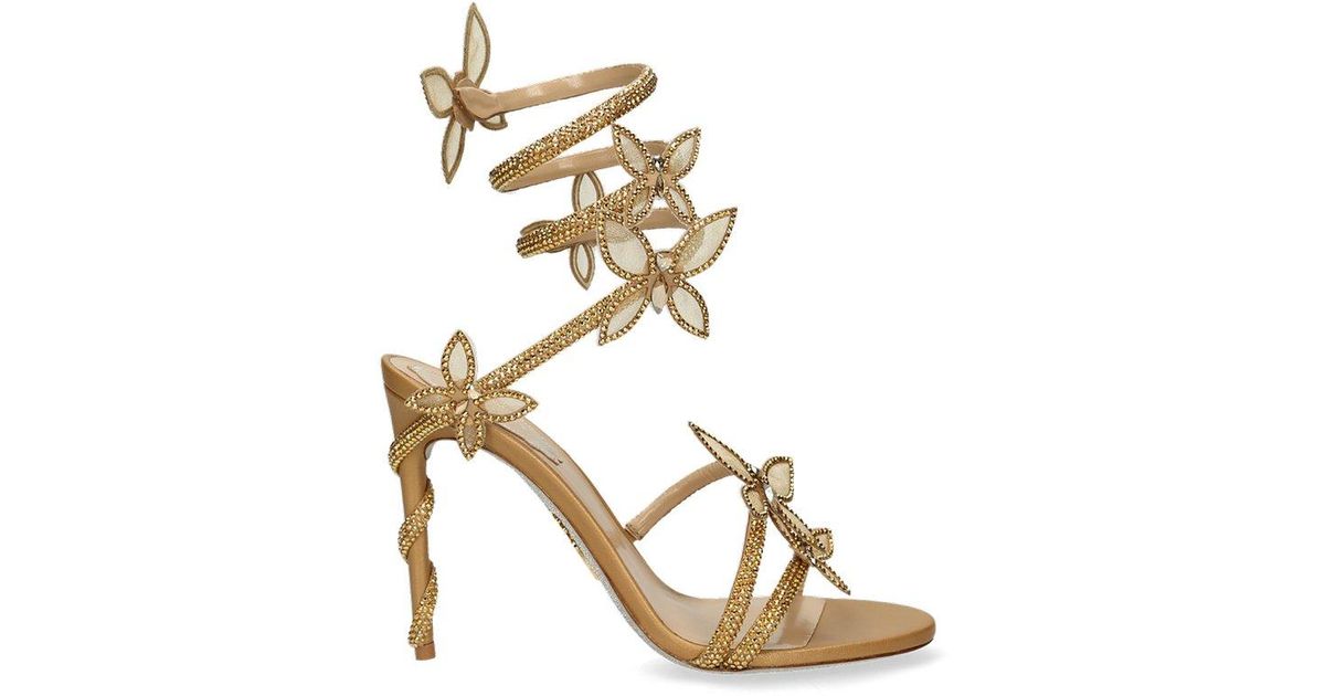 Rene Caovilla Margot Butterfly Embellished Sandals in Metallic | Lyst