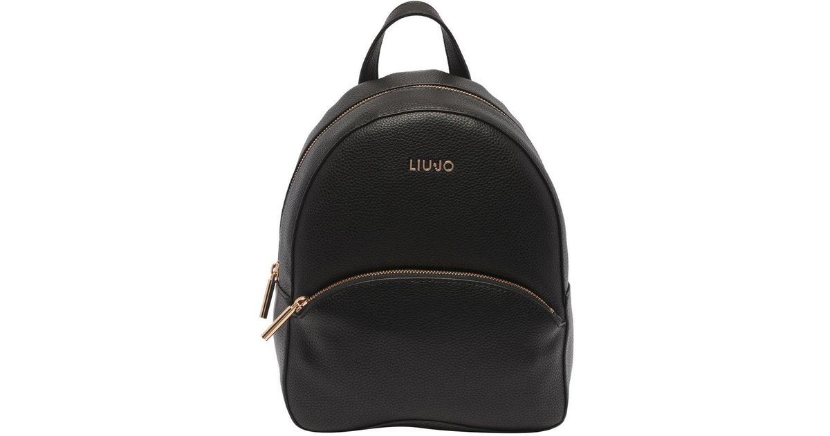 Liu Jo Logo Plaque Zipped Backpack in Black | Lyst