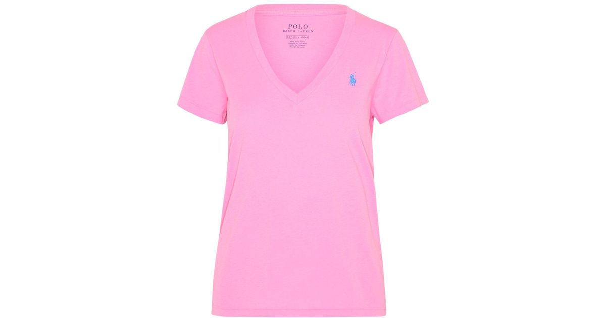 Polo Ralph Lauren Pink Cotton V-neck T-shirt | Lyst Australia