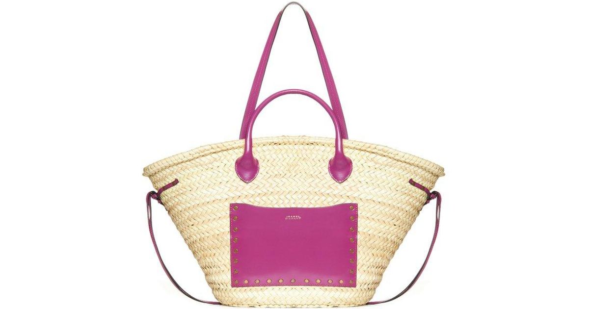 Isabel Marant Cadix Straw And Leather Large Tote Bag in Pink | Lyst