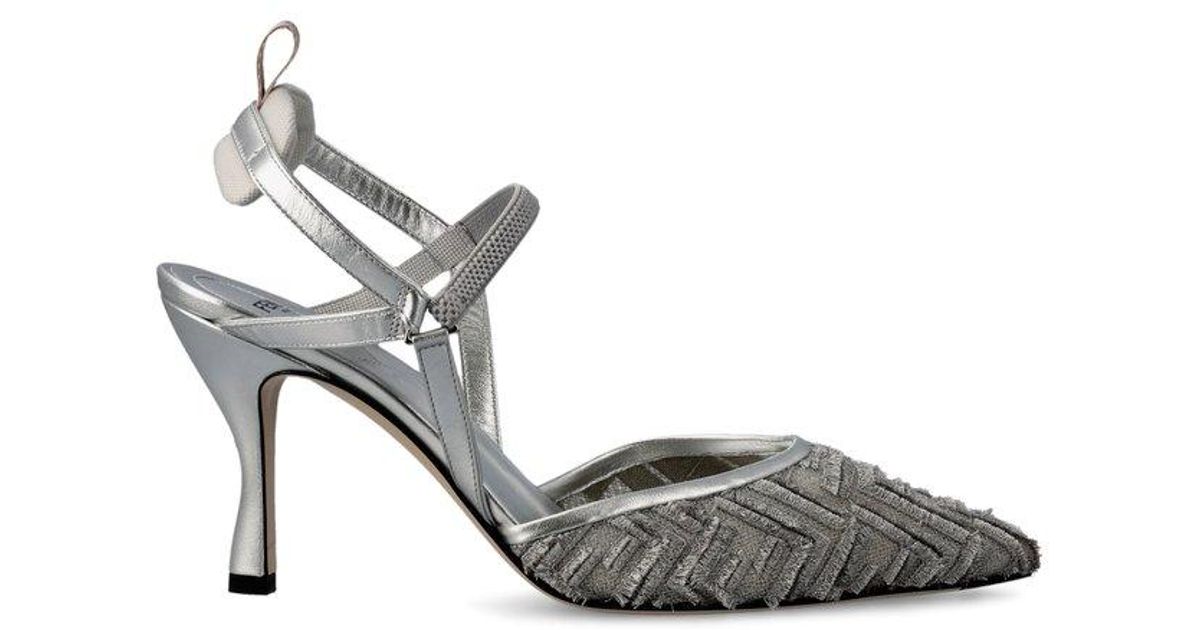 Fendi Mesh High-heeled Slingbacks in Metallic | Lyst