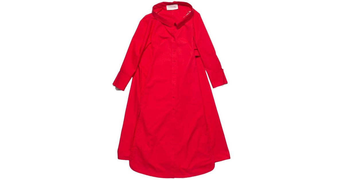 Valentino Buttoned Long-sleeved Dress in Red | Lyst