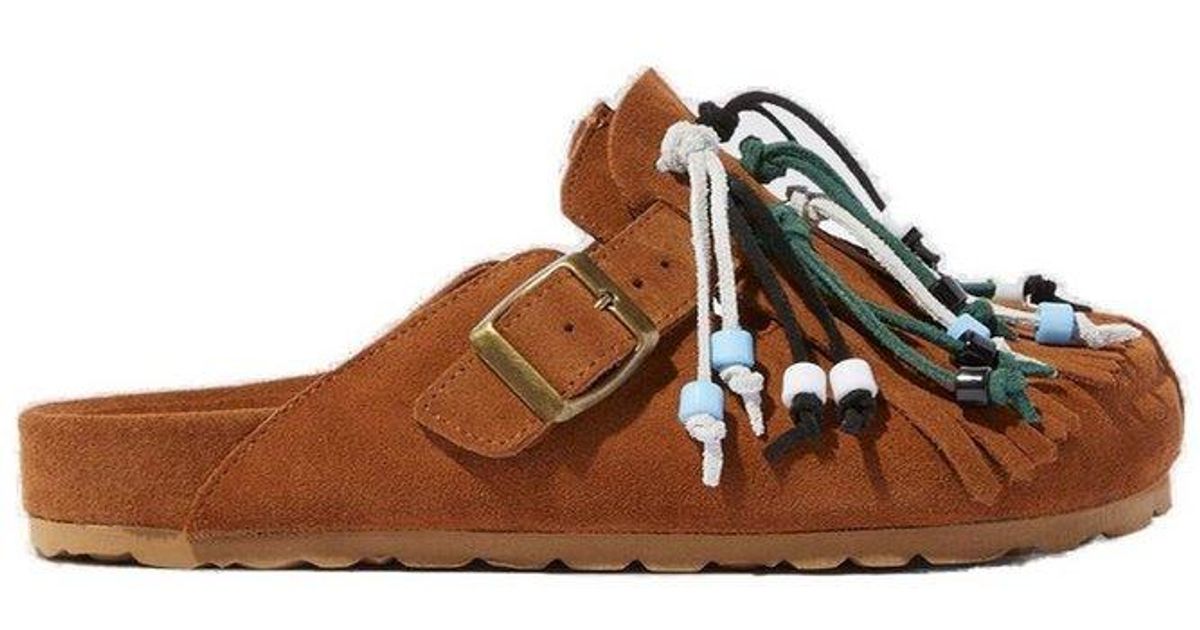 SCAROSSO Gea Tassel-Detailed Slippers in Brown | Lyst