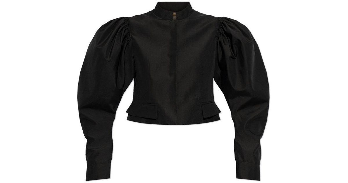 Chloé Puff-Sleeve Cropped Jacket in Black | Lyst