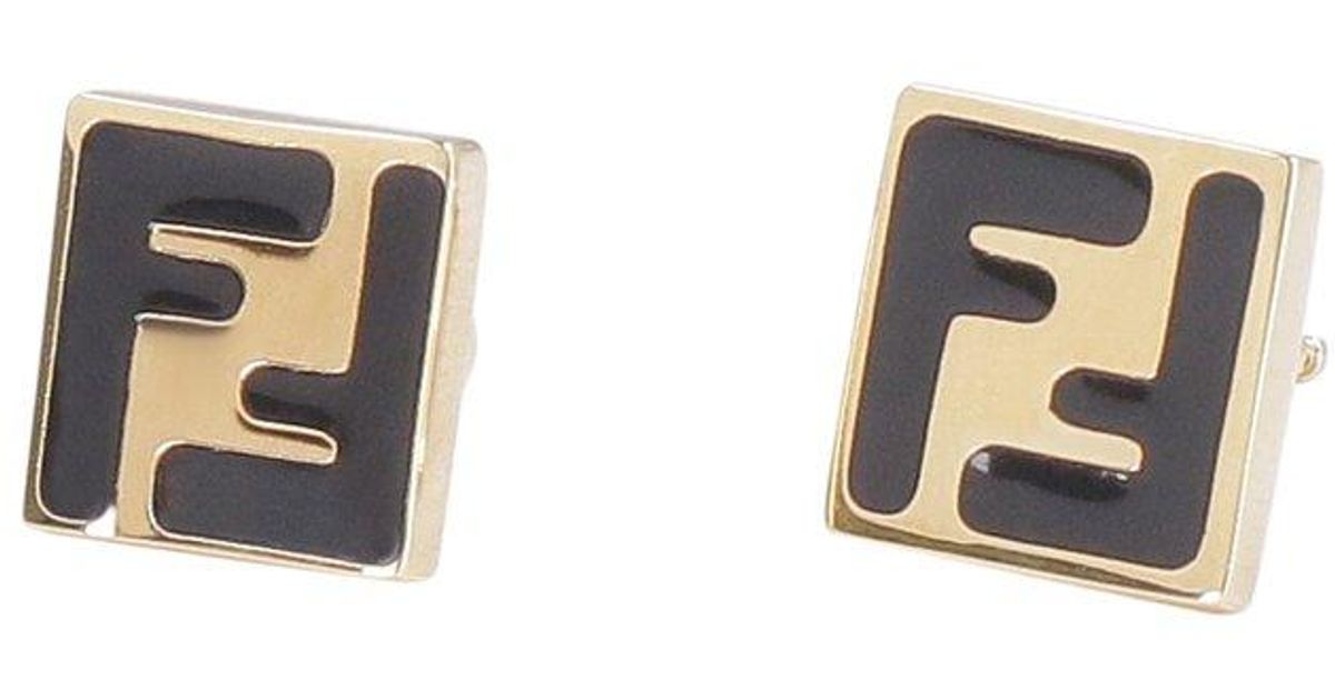 Fendi Forever Logo Earrings in Metallic Lyst