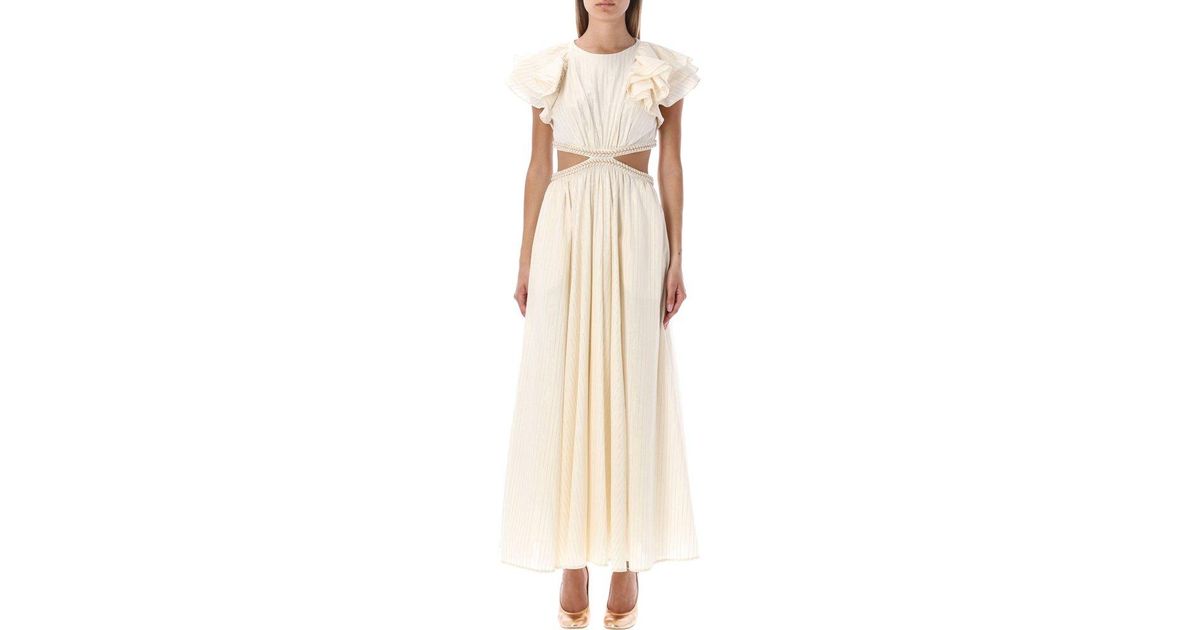 Zimmermann Cotton Anneke Cut Out Midi Ruffle Dress in White Lyst
