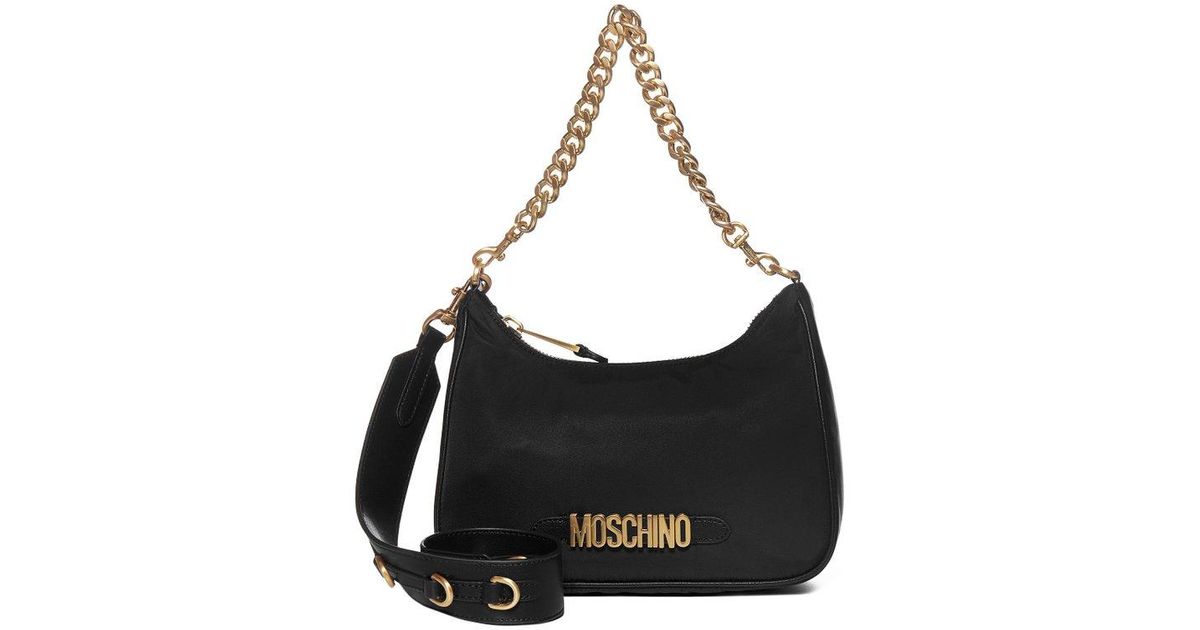 Moschino Logo Lettering Hobo Bag in Black | Lyst