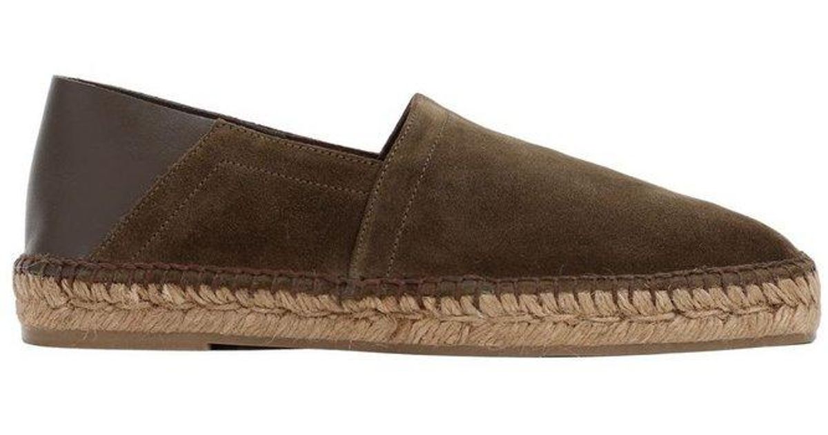 Tom Ford Suede Whipstitch Detailed Slip-on Espadrilles in Brown for Men ...