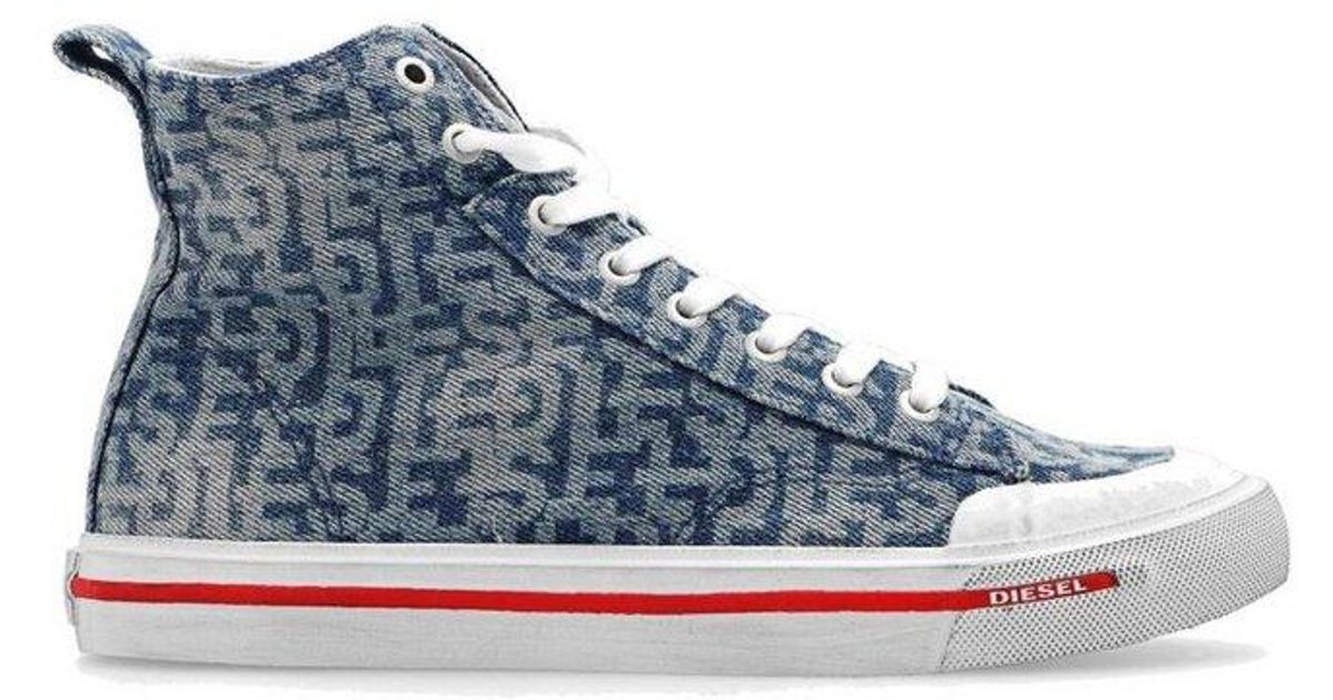 Visible Stiching Denim S-Athos High-Top Sneakers Size 43