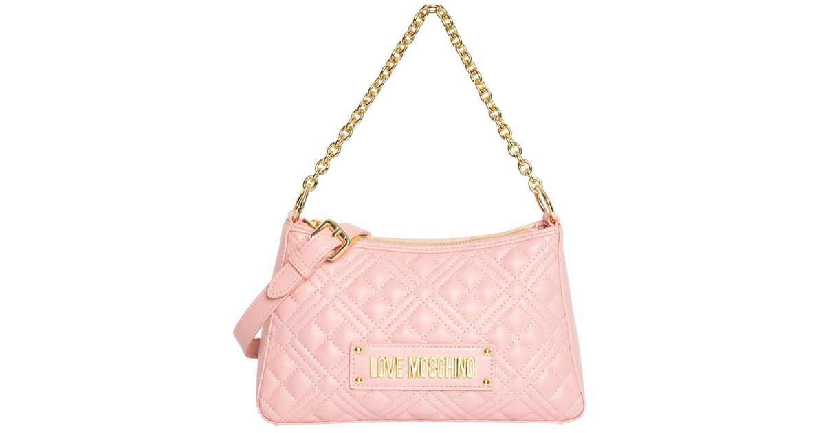 Love Moschino Logo Lettering Chained Tote Bag in Pink | Lyst