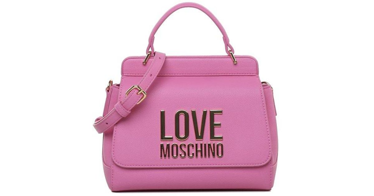 Love Moschino Logo-plaque Foldover Top Tote Bag in Pink