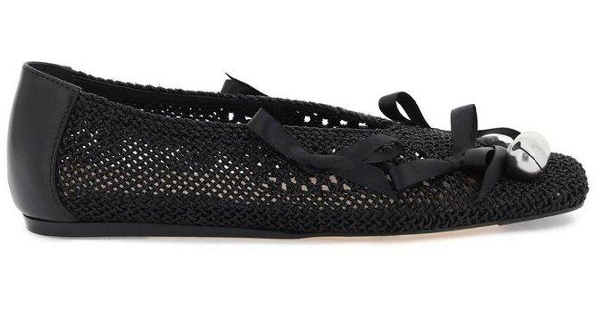 Simone Rocha Bell Charm Slip-On Ballerina Shoes in Black | Lyst