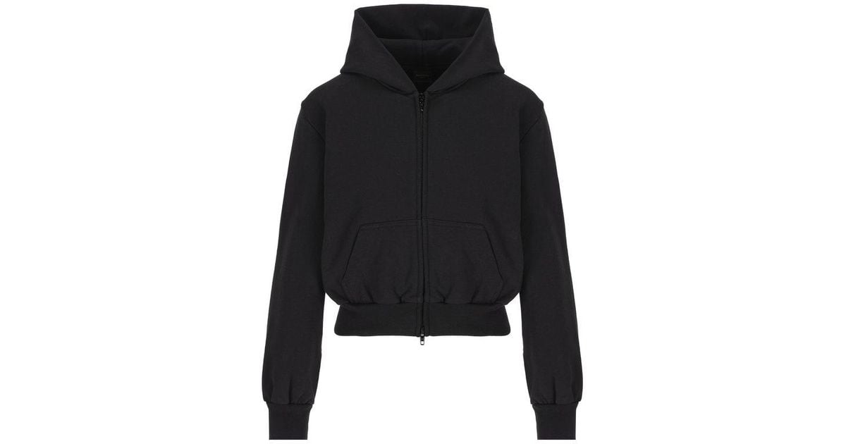 Balenciaga Embellished logo Zipped Hoodie in Black Lyst