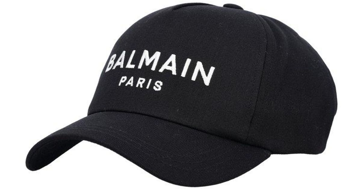 Balmain Logo Embroidery Baseball Cap in Black for Men | Lyst