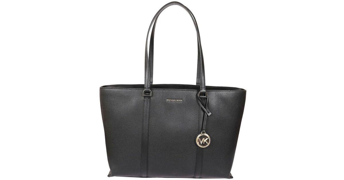 トートバッグ Michael By Michael Kors Black Leather Large Temple Shopping MICHAEL Michael Kors Temple Large Leather Tote Bag in Black