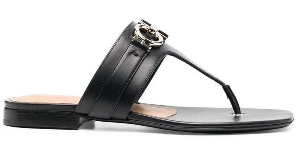 black ferragamo flip flops