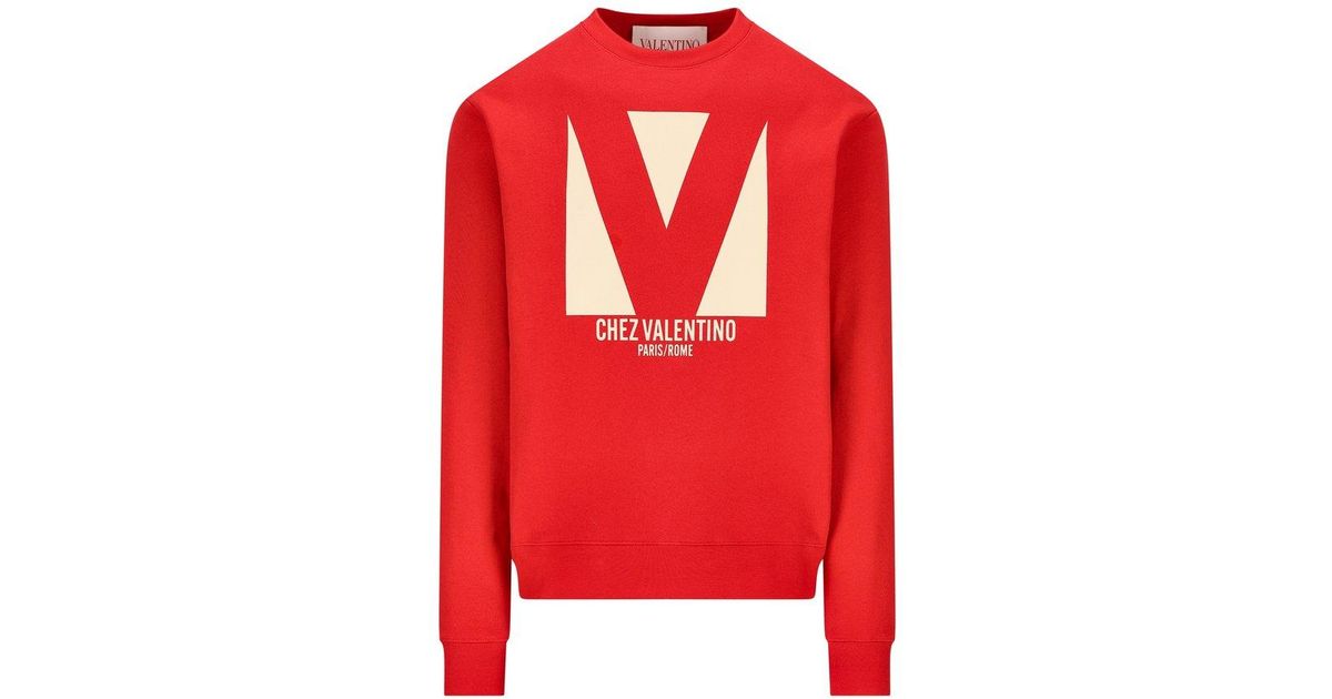 スウェット・トレーナー VALENTINO GARAVANI 'Chez Valentino' sweatshirt Red Valentino Chez Printed Crewneck Sweatshirt in Red for Men | Lyst