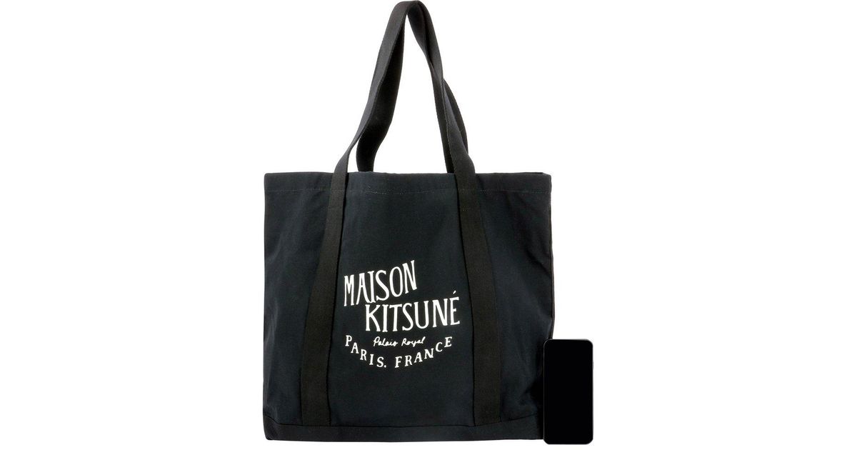 Maison Kitsuné Cotton Palais Royal Shopping Bag in Black for Men Mens Bags Tote bags 