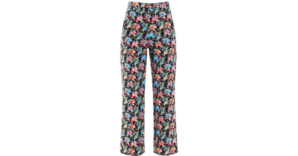 Paco Rabanne Cotton Floral Print Pants in Blue - Lyst