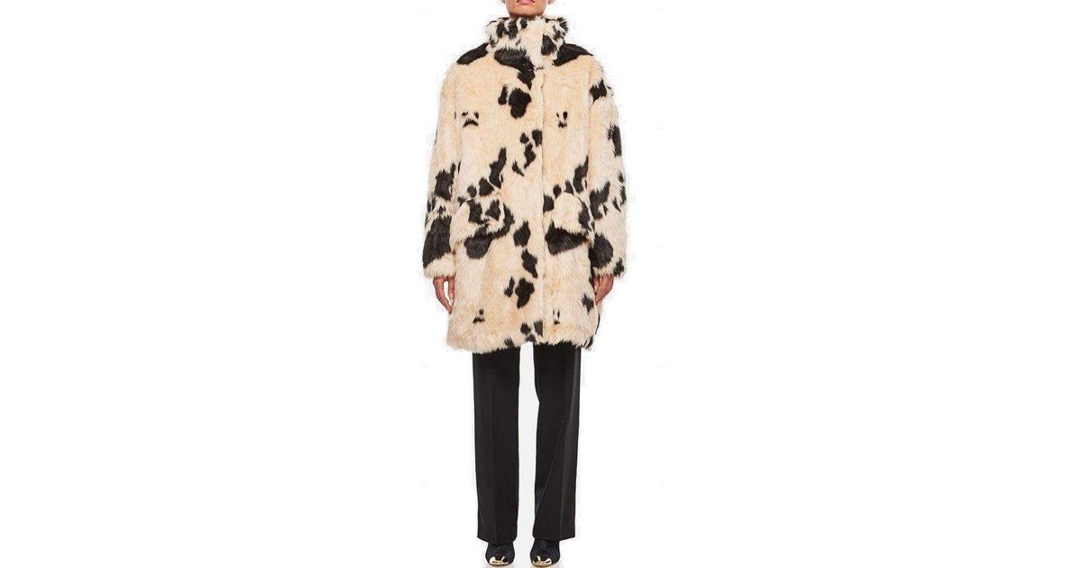 Cow print faux fur cheap coat