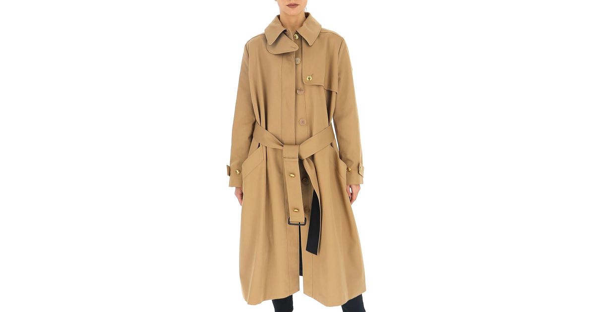 Givenchy Contrast Stripe Belted Trench Coat in Natural | Lyst Canada