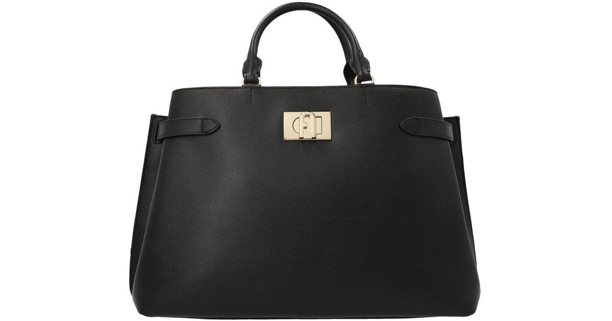 Furla Leather 1927 Large Handbag in Black Womens Bags Satchel bags and purses 