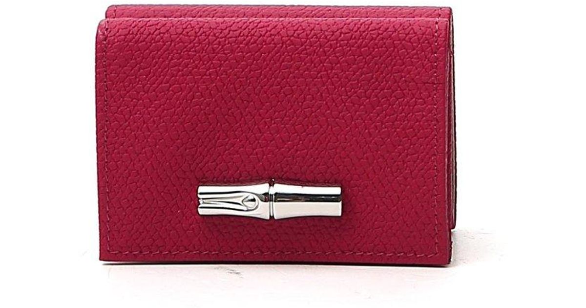Longchamp Bamboo Clasp Compact Wallet in Red | Lyst