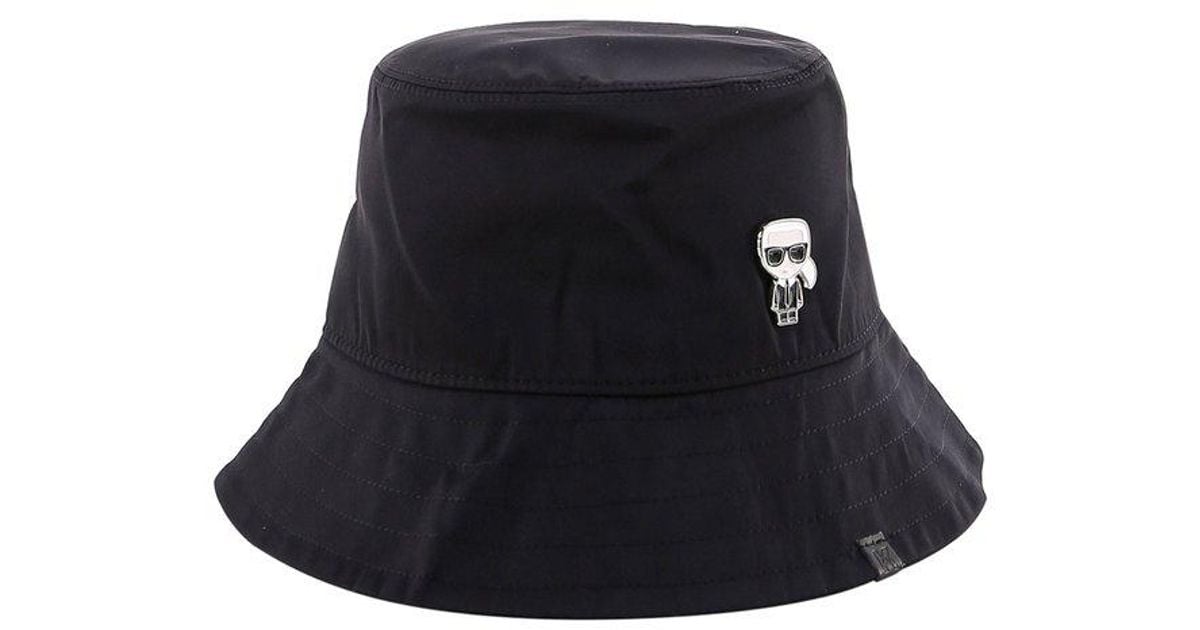 Karl Lagerfeld Logo Detailed Bucket Hat in Black | Lyst