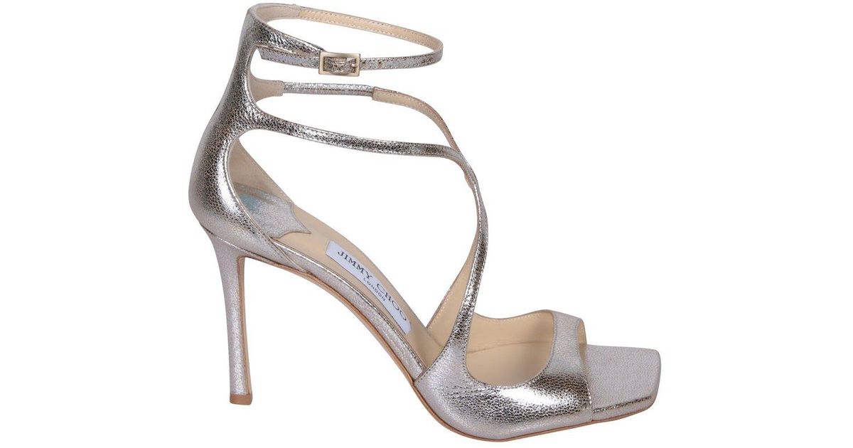 Jimmy Choo Azia 95 Ankle-Strapped Sandals in Metallic | Lyst