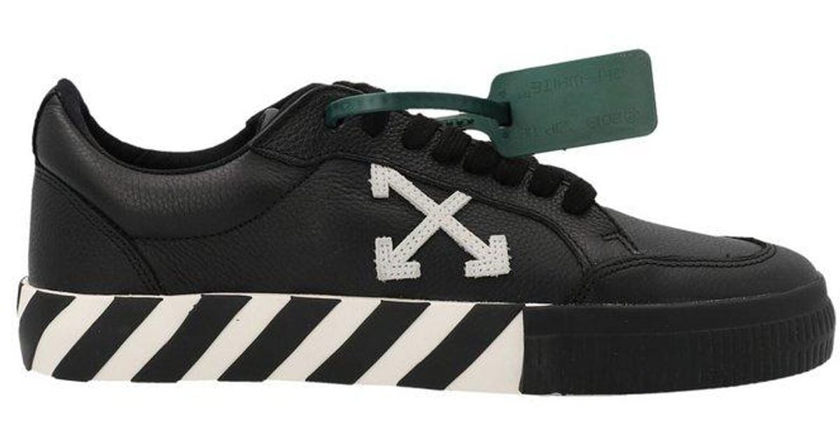 Off-White c/o Virgil Abloh Leather Vulcanized Lace-up Sneakers in Black ...