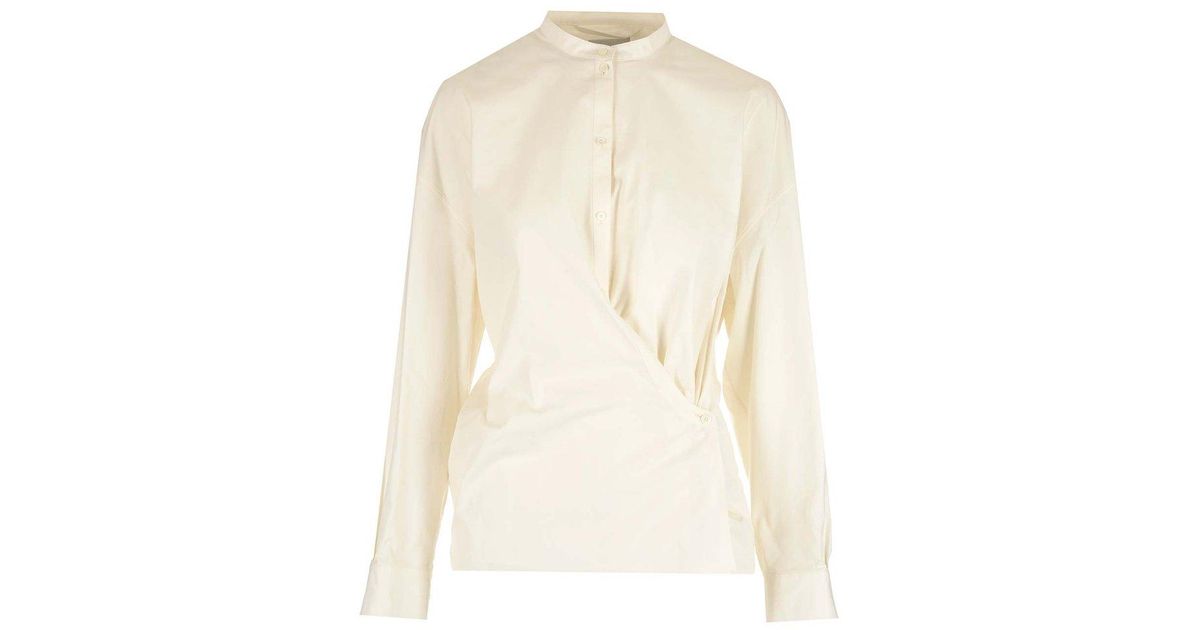 Lemaire Dry Silk Shirt in Natural | Lyst UK