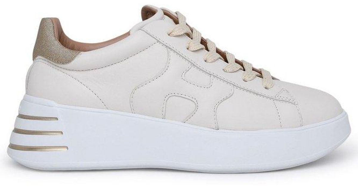 Hogan Leather Rebel Lace-up Round-toe Sneakers in Beige (Natural) | Lyst