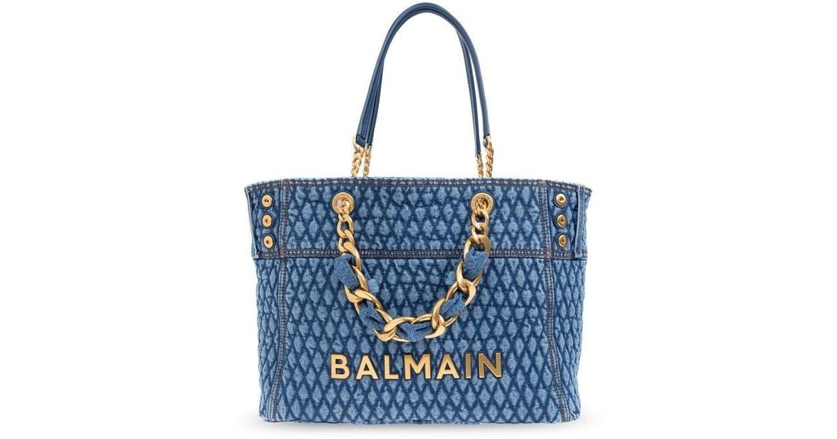 新作*Balmain*チェーンハンドル デニムトートバッグ 1945 新作*Balmain*チェーンハンドル デニムトートバッグ 1945