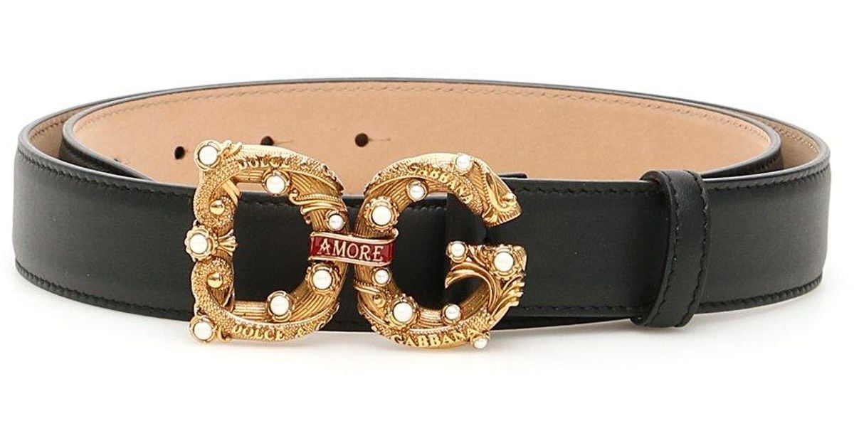 Dolce & Gabbana Leather Dg Amore Belt in Black Lyst
