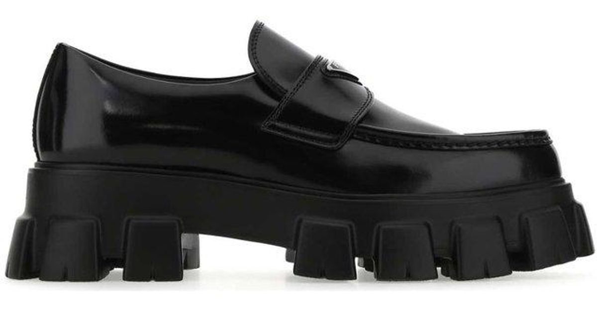Prada Leather Monolith Lug-sole Platform Loafers in Black for Men | Lyst