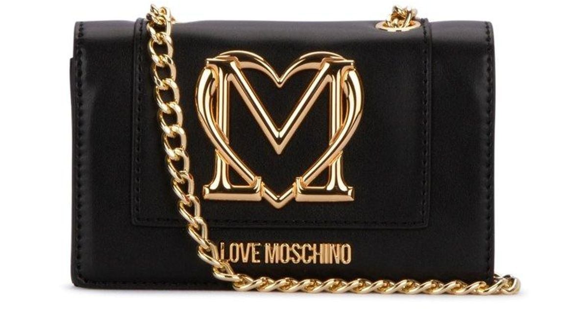 Love Moschino Black Logo-plaque Chain-link Crossbody Bag