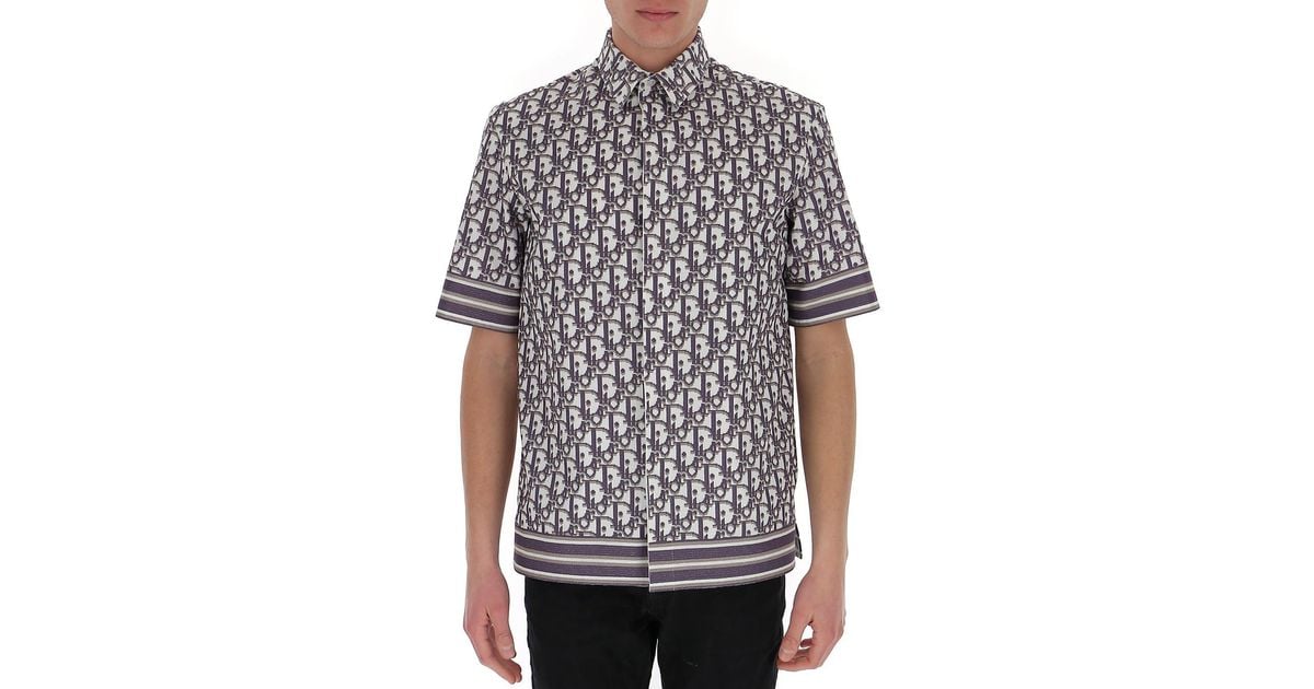 Dior Cotton Oblique Short Sleeve Shirt for Men Lyst