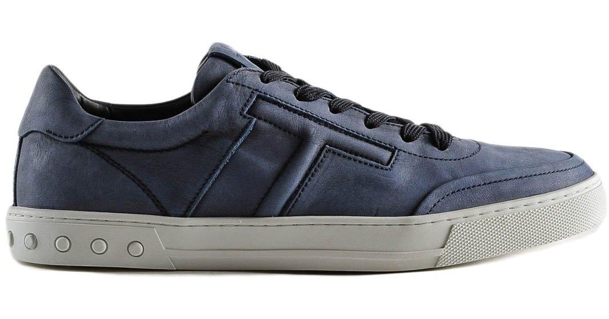 Tod's Leather Low Top Sneakers in Blue for Men - Lyst