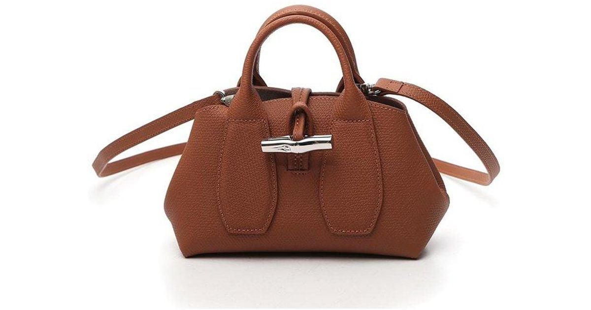 Longchamp Roseau Xs Top Handle Tote Bag in Brown