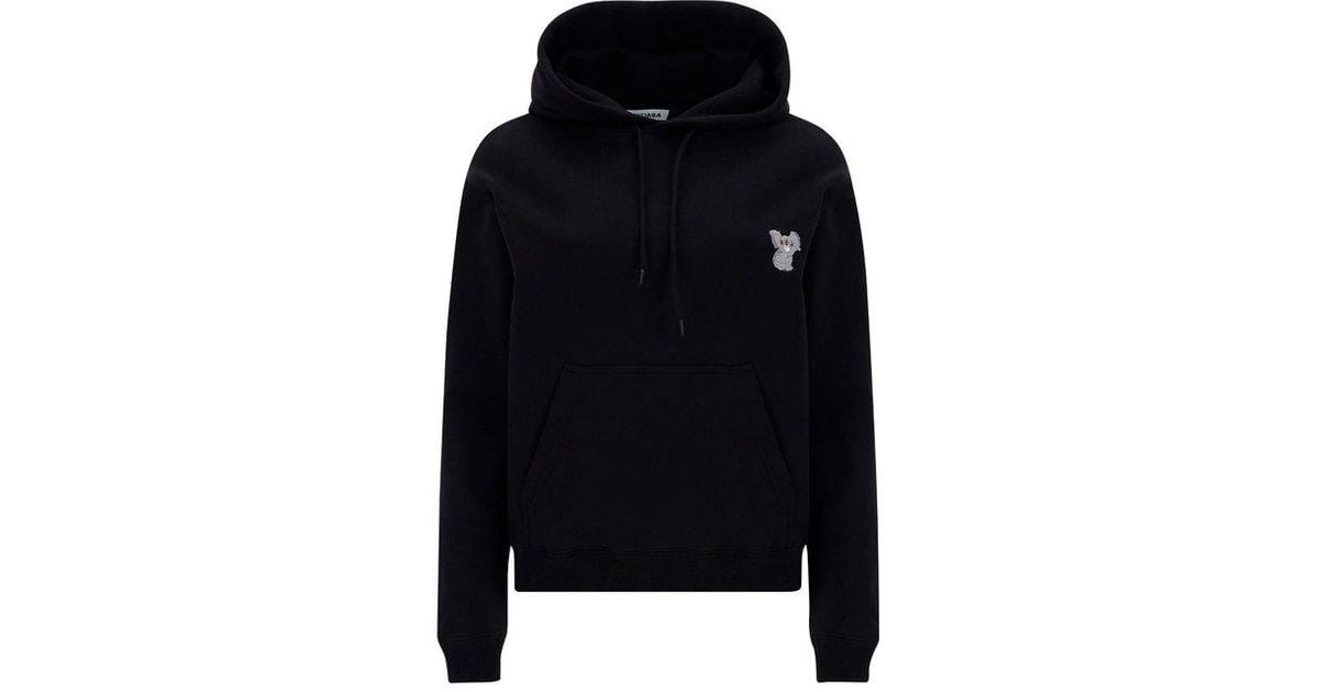 Balenciaga Koala Embroidered Hoodie in Black | Lyst