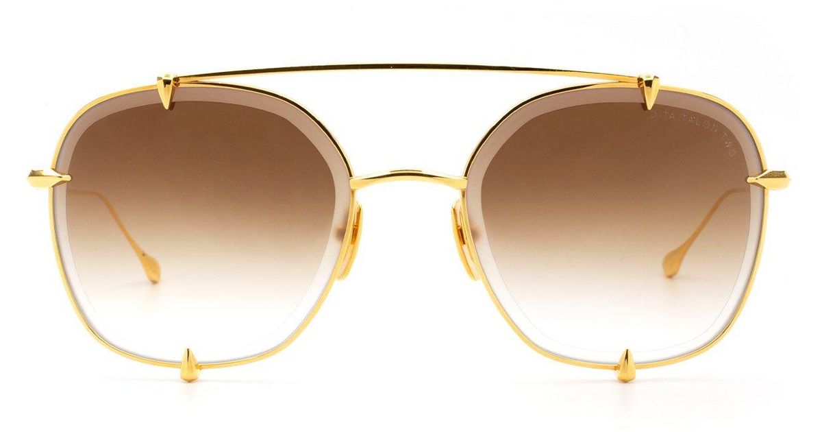 Dita Eyewear Round Frame Aviator Sunglasses in Gold (Metallic) - Lyst