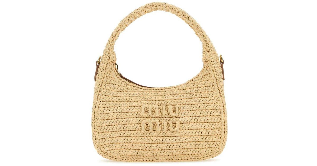 Miu Miu Crochet Shoulder Bag in White | Lyst